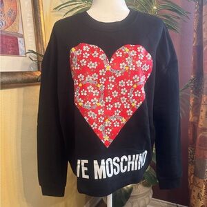 NWT Love Moschino Printed mélange French cotton-terry sweatshirt